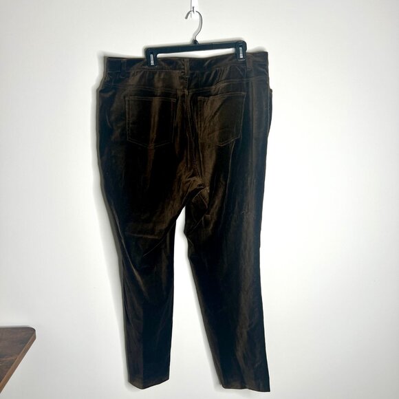 Lauren Ralph Lauren Chocolate Brown Velvet Straight Leg Mid-Rise Pants Sz 18W - Picture 3 of 3